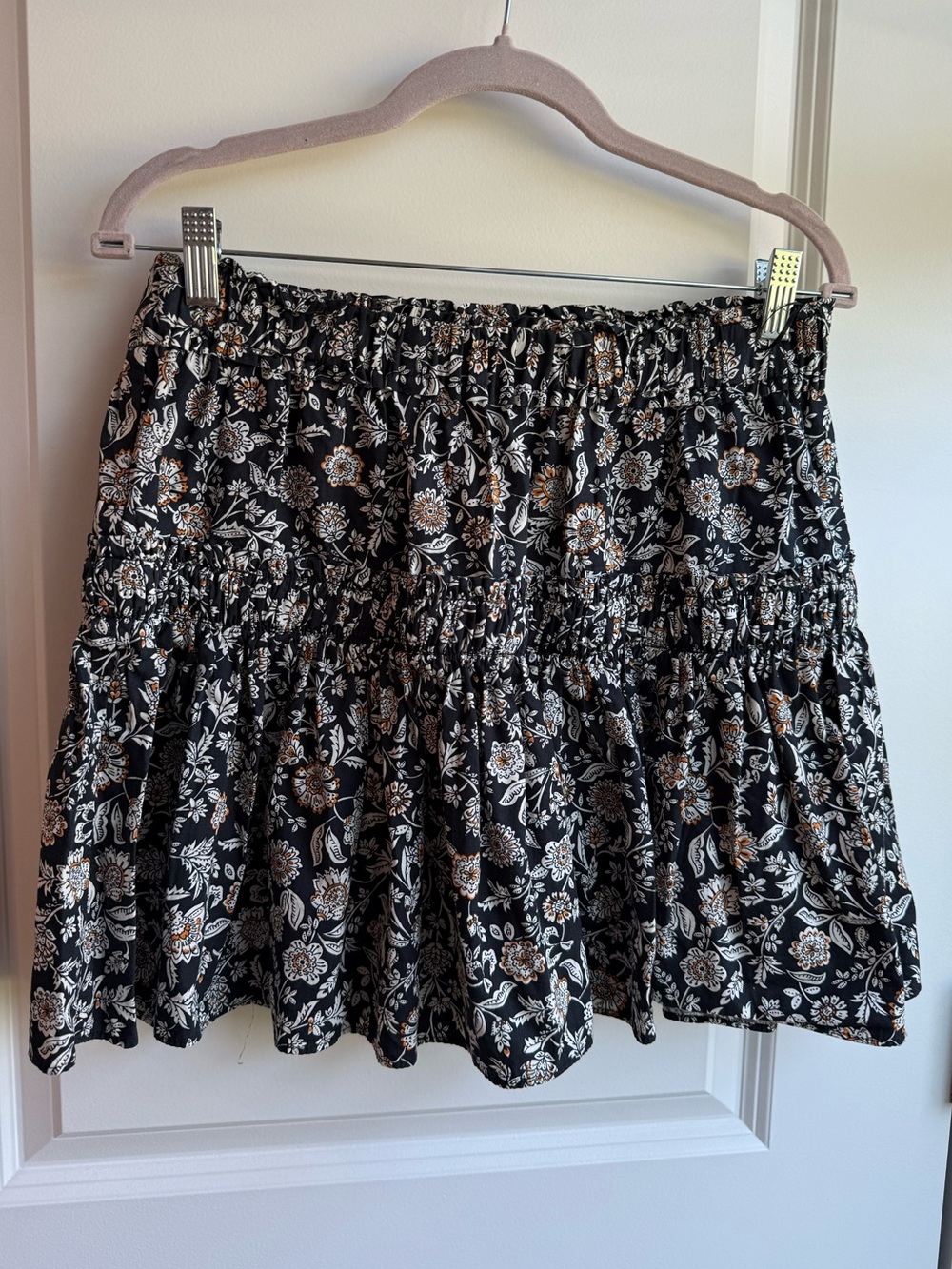 Zara Floral Ruffle Tiered Mini Skirt Bohemian Cottagecore Vacation Summer Large